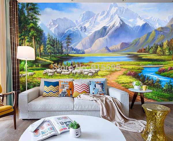 100+ Mẫu vẽ tranh tường phòng khách đẹp ấn tượng giá rẻ