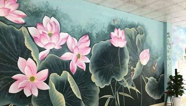vẽ tranh tường hoa lá đơn giản