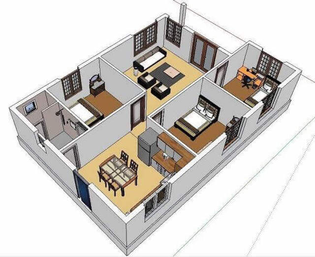 Cách tính chi phí xây nhà cấp 4 2 phòng ngủ đơn giản và dễ hiểu