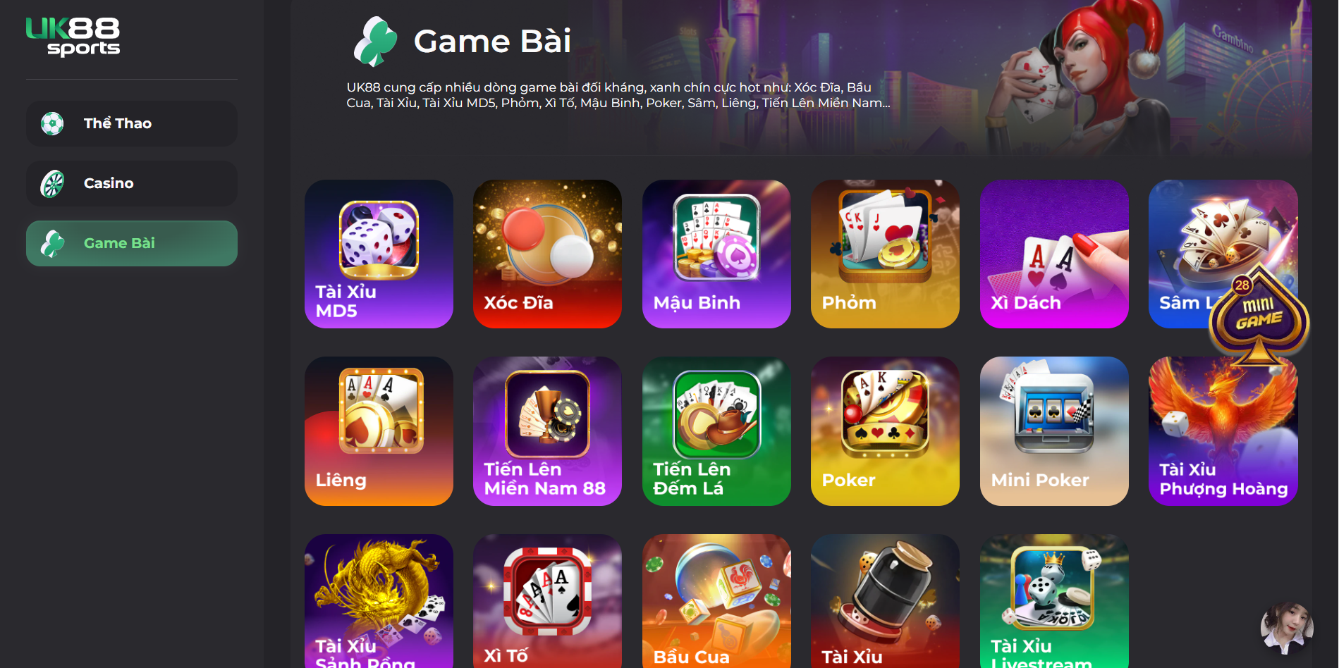 Game bài xì tố online đổi thưởng tại uk88