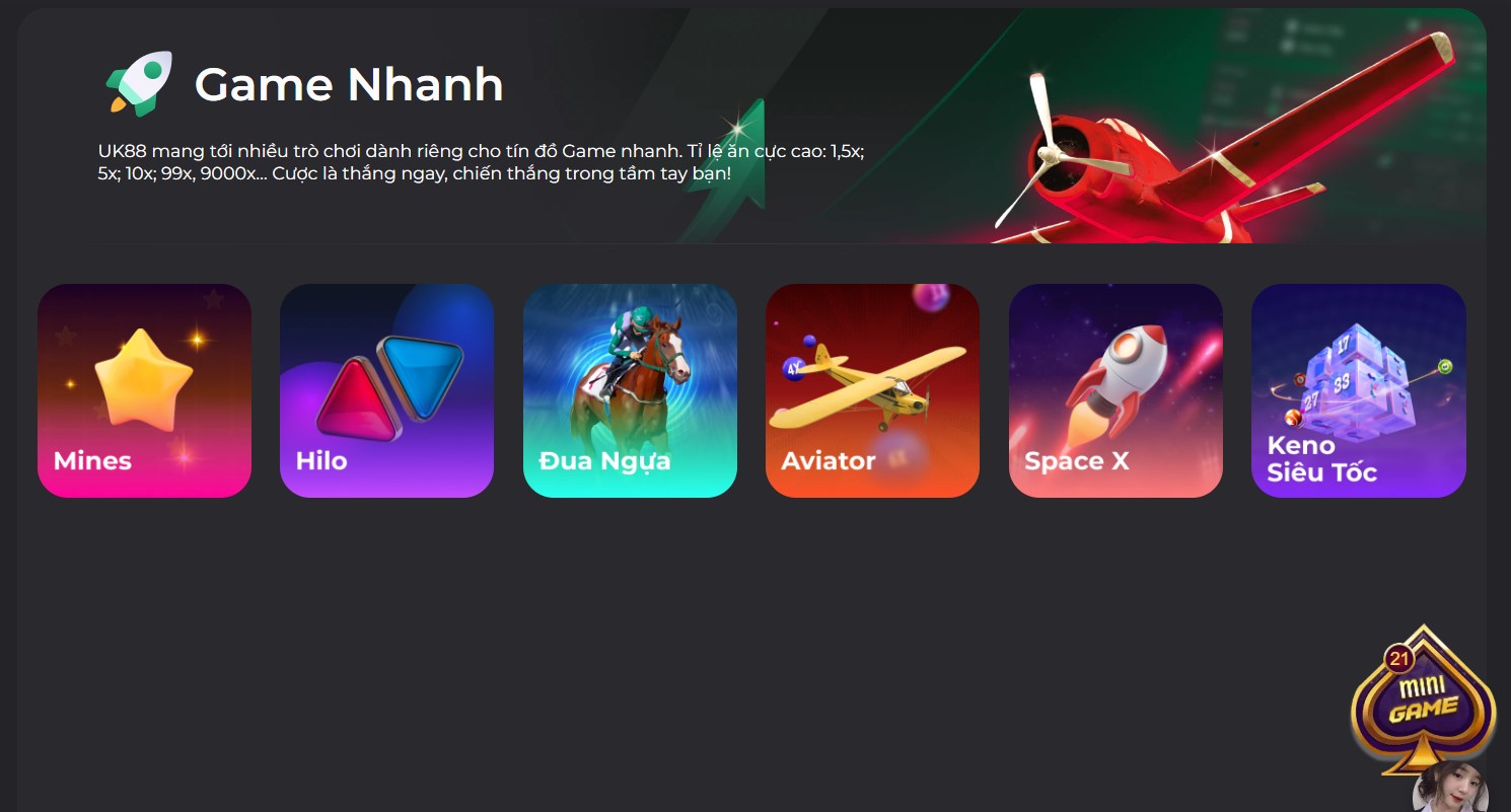 Tổng hợp game nhanh tại nhà cái UK88