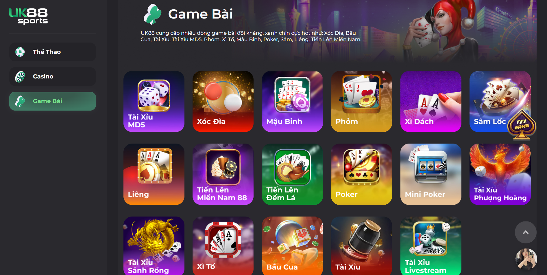 Tổng quan về game đánh bài online tại UK88 Bet.